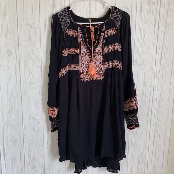 Free People Wind Willow Minidress in Black - Picture 2 of 8